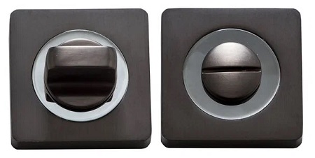 Завертка дверная "TRODOS BK02-AL GF/CP", квадратная накладка, "Графит/хром"