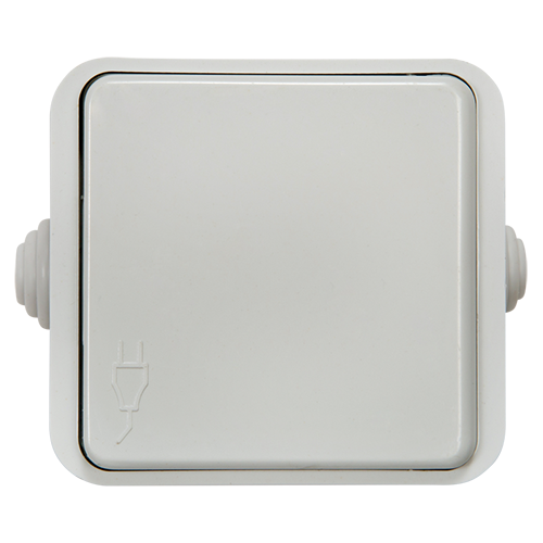 Розетка одинарная б/з с крышкой AQUA белая полугерметичная 3110 IN HOME о/п