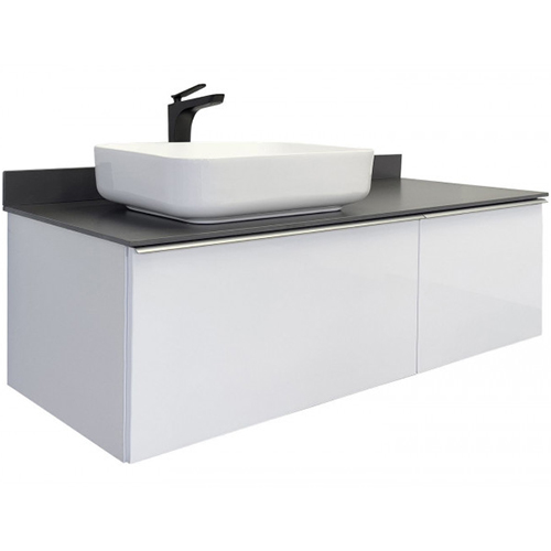 Тумба &quot;Милан 120&quot;, 1200*545*520мм, белый глянец с графитовой столешницей, подвесная с умывальником &quot;Comforty T-Y9378&quot;