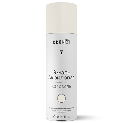 Эмаль аэрозольная белая матовая акриловая, KRONbuild, 520мл
