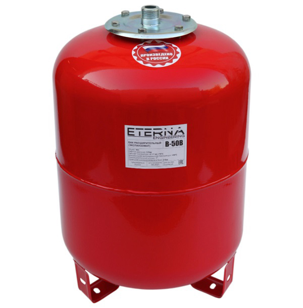 Расширительный бак ETERNA 50 литров, 6атм. красный бак, вертикальный на опорах