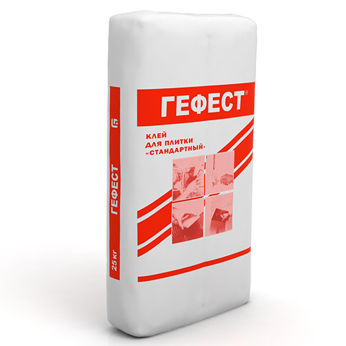 Клей для плитки/ керамогранита до 40х40 см. Гефест Стандартный серый 25кг