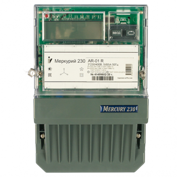 Счётчик электрической энергии "Меркурий" 230 AR-01R ЖК 220/380В, 5-60А, 3-фазный, прямого включения, для учета активно-реактивной энергии
