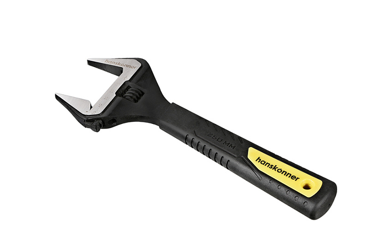 Ключ разводной &quot;Hanskonner&quot;, 250мм, усиленные тонкие губки, обрезиненная рукоятка