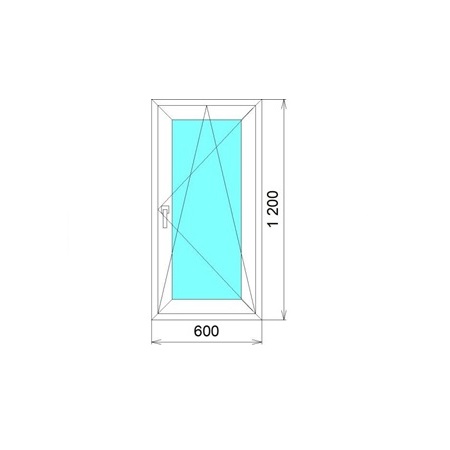Пластиковое окно Wintech ACCADO 1200*600*70мм 1 створка, правая поворотно-откидная 2х камерный стеклопакет, 3х камерный профиль