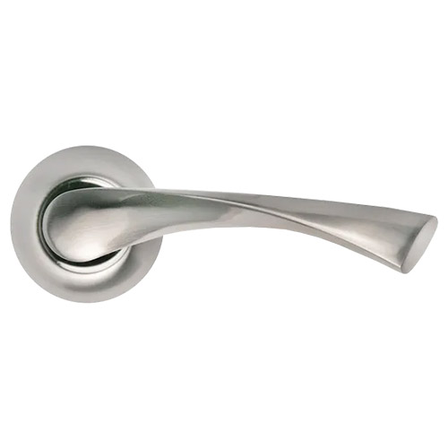 Ручка дверная "MH-01 SN", нажимная, круглая накладка, "Белый никель"