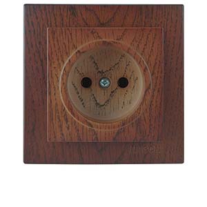 Розетка "NILSON Touran" одинарная без заземления, скрытой проводки, Орех