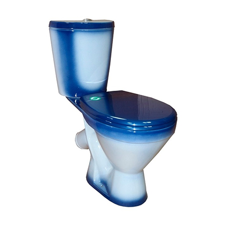 Унитаз-компакт &quot;Рио&quot; синий, косой выпуск, нижняя подводка  с крышкой
