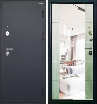 Дверь входная "Родина Плюс",850*2050*103мм,правая,металл -"Черный сатин",МДФ "Санторини белый"