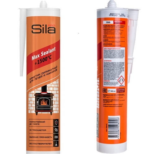 Герметик термостойкий силикатный для печей и каминов "Sila PRO Max Sealant", 280мл