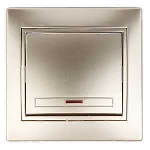 Выключатель 1-кл с подсветкой, "Plano Intro", скрытой проводки, шампань 1-102-04
