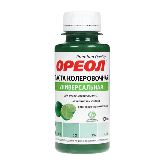 Паста колерная универсальная "Ореол", 100мл, "Зеленый №24"