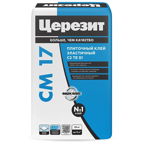 Клей для плитки/ керамогранита/ камня Ceresit CМ 17 Аэрогель белый (класс С2 TE S1) 5кг