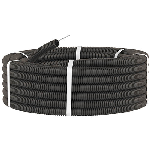 Труба гофрированная ПНД с зондом 20 (100м) легкая, черный ДКС