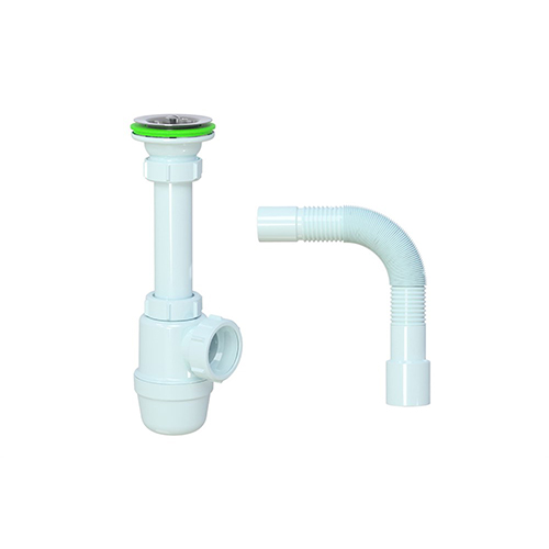 Сифон для раковины бутылочный со стальным выпуском, 1.1/4&quot;*40, гофра 40*40/50, &quot;Aquattro&quot;, AQS1015-35